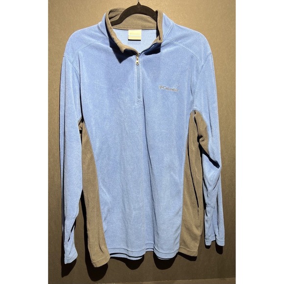 Columbia Men's Fleece Pullover Half Zip Large Long Sleeve Outdoor Top Blue‎ Gray - Picture 1 of 7